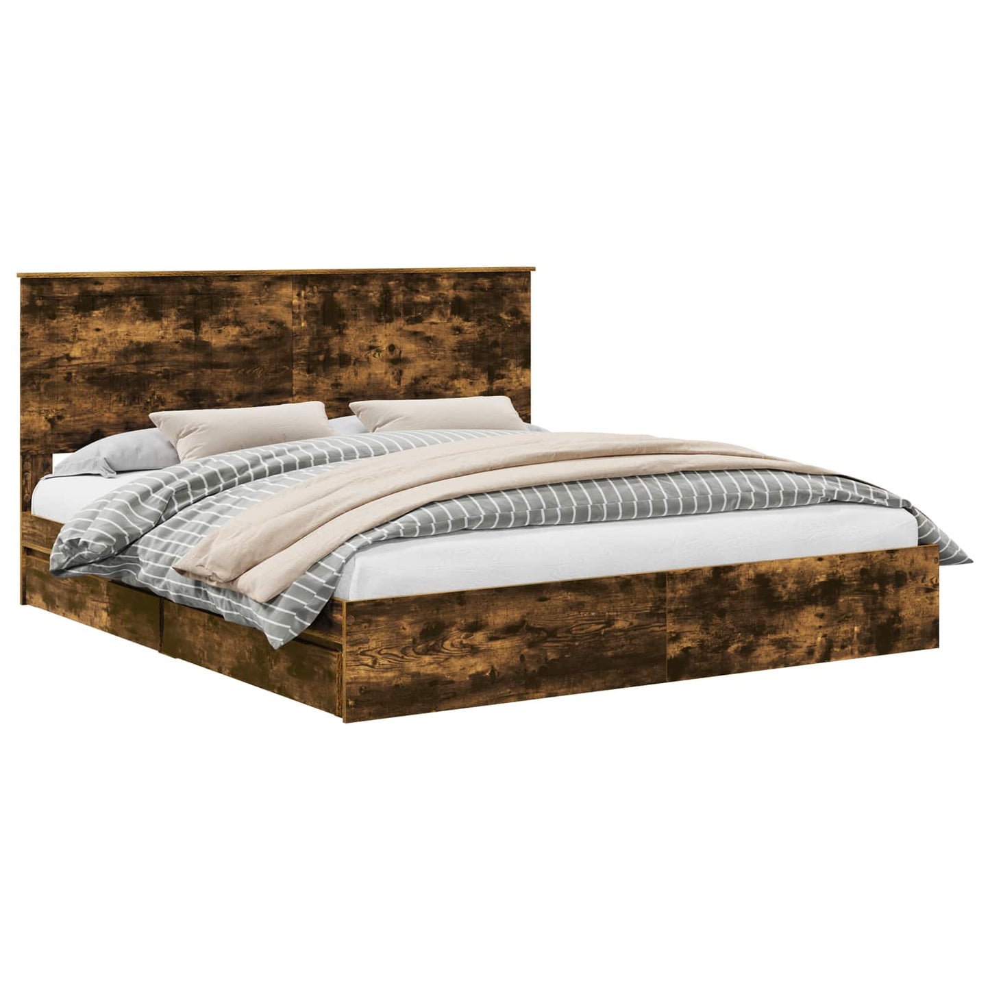 Letto con Contenitore con testiera Rovere fumÃ© 180 x 200 cm
