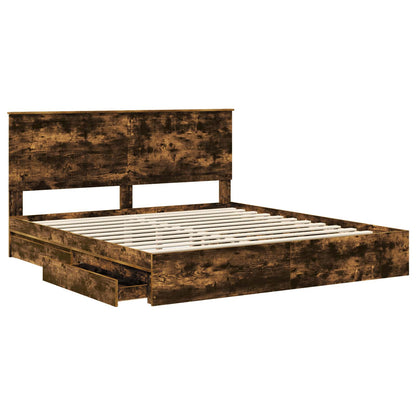 Letto con Contenitore con testiera Rovere fumÃ© 180 x 200 cm