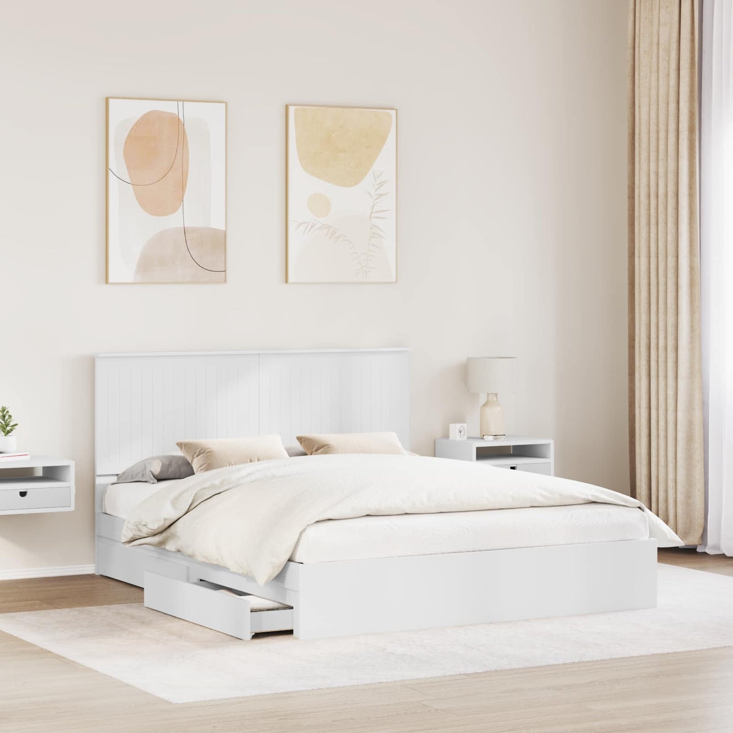 Letto con Contenitore Bianco 160 x 200 cm Legno multistrato