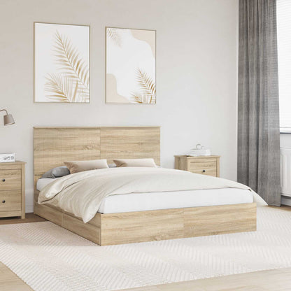 Letto con Contenitore con testiera Rovere Sonoma 160 x 200 cm