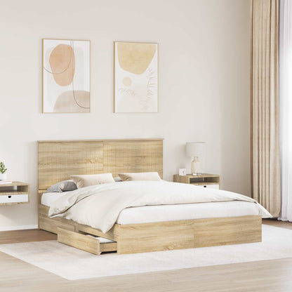 Letto con Contenitore con testiera Rovere Sonoma 160 x 200 cm