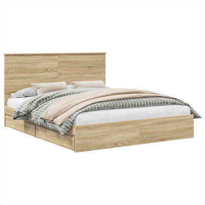 Letto con Contenitore con testiera Rovere Sonoma 160 x 200 cm