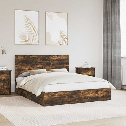Letto con Contenitore con testiera Rovere fumÃ© 160 x 200 cm