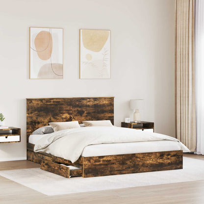 Letto con Contenitore con testiera Rovere fumÃ© 160 x 200 cm