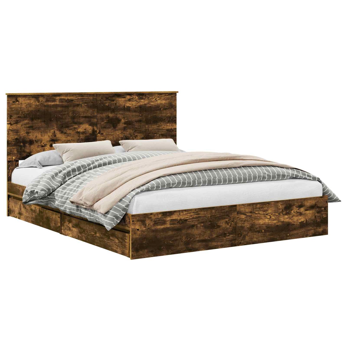 Letto con Contenitore con testiera Rovere fumÃ© 160 x 200 cm