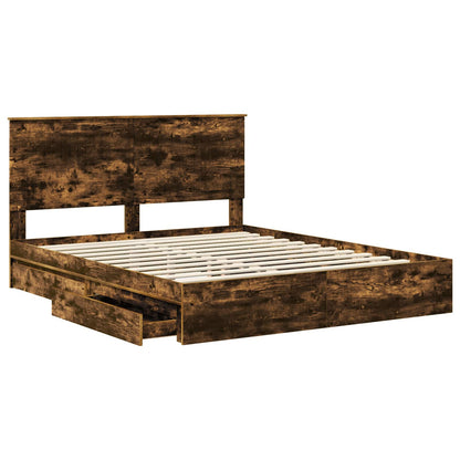 Letto con Contenitore con testiera Rovere fumÃ© 160 x 200 cm