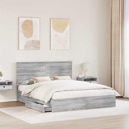 Letto con Contenitore con testiera Grigio Sonoma 160 x 200 cm