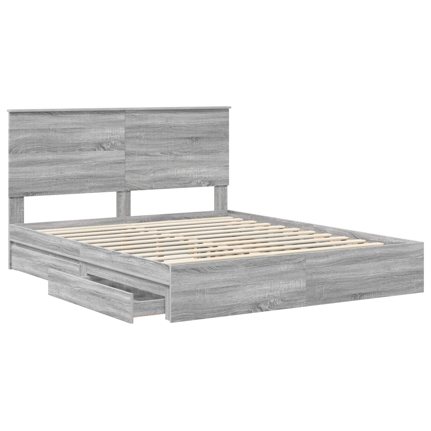 Letto con Contenitore con testiera Grigio Sonoma 160 x 200 cm