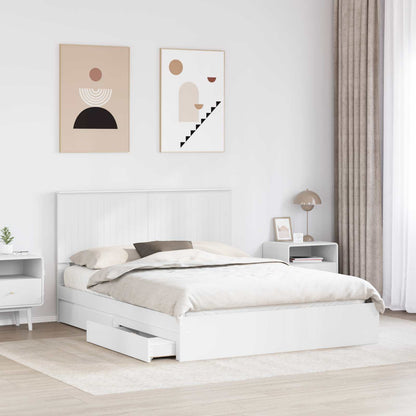 Letto con Contenitore Bianco 150 x 200 cm Legno multistrato
