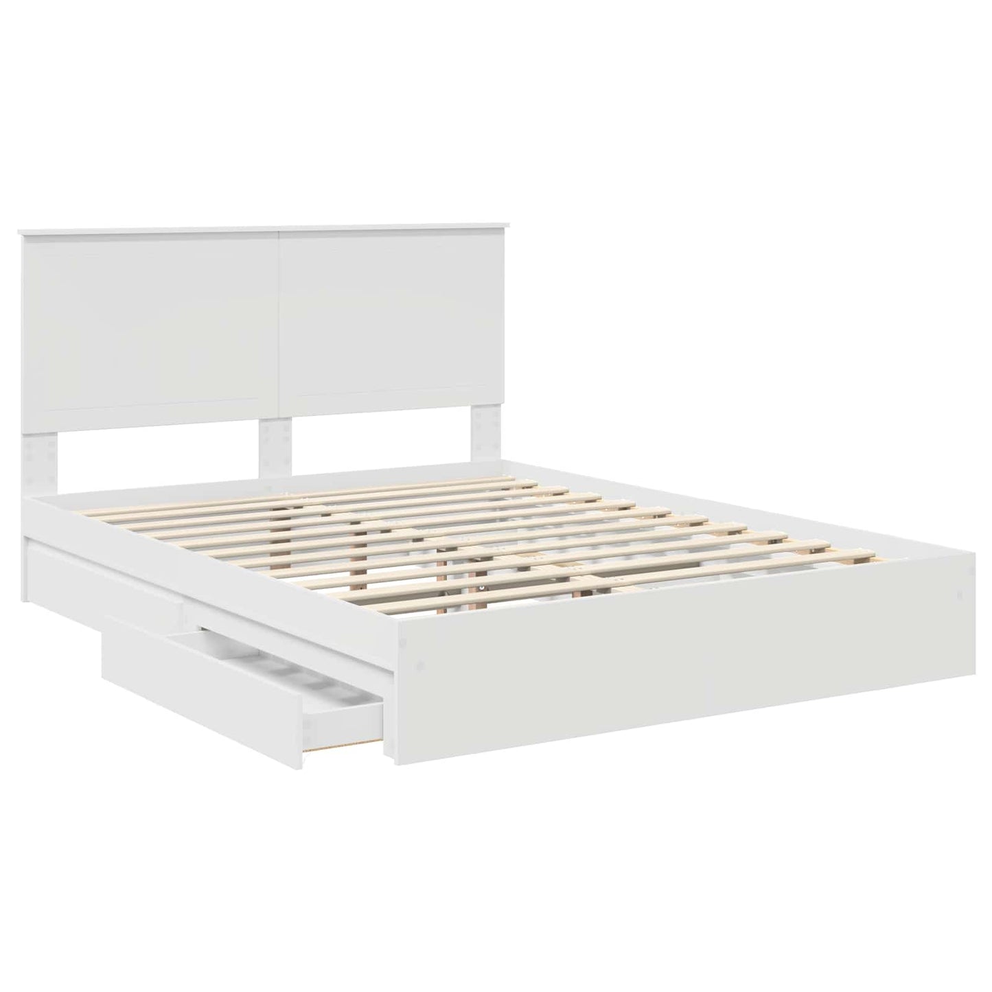 Letto con Contenitore Bianco 150 x 200 cm Legno multistrato