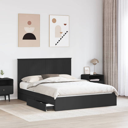 Letto con Contenitore Nero 150 x 200 cm Legno multistrato