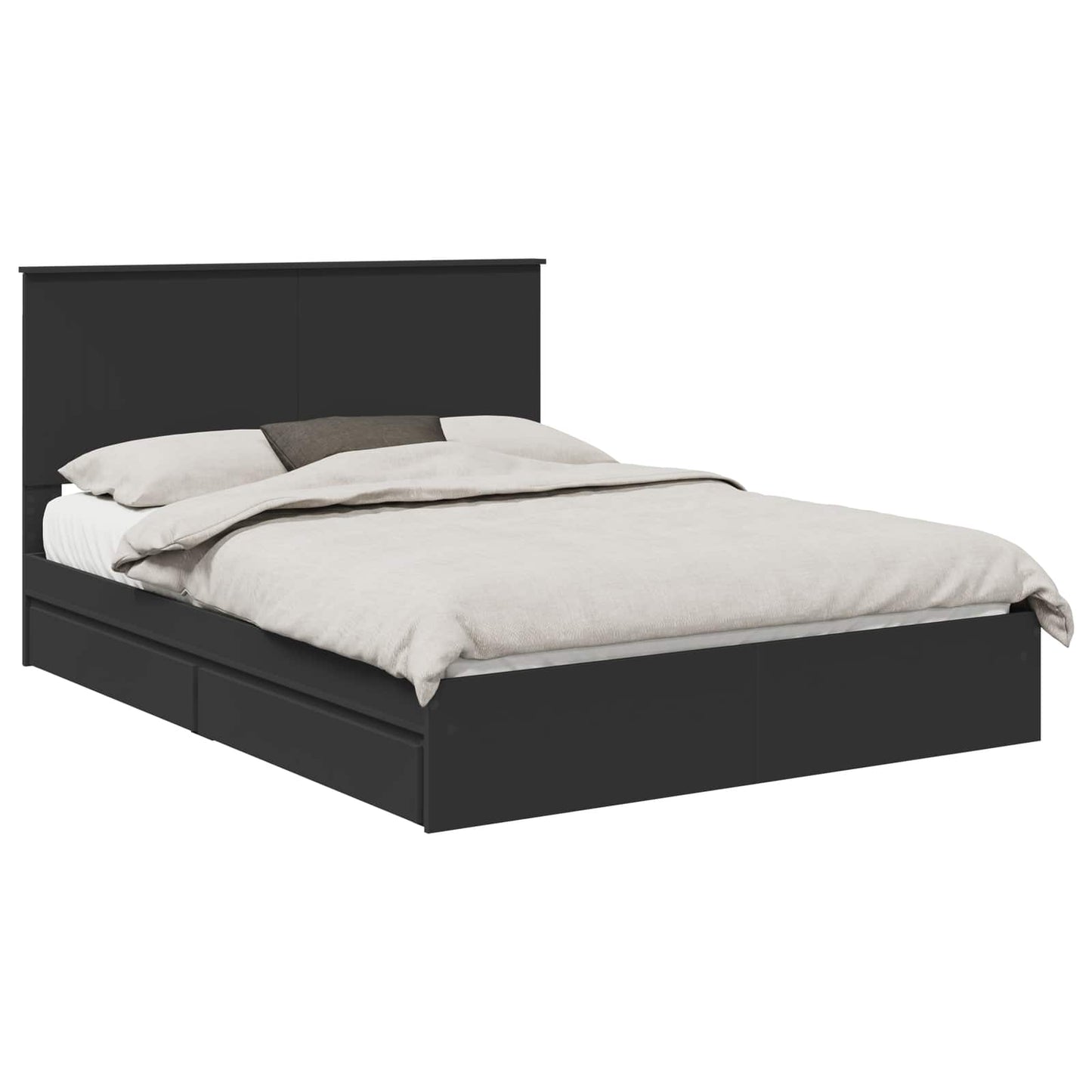 Letto con Contenitore Nero 150 x 200 cm Legno multistrato