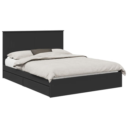Letto con Contenitore Nero 150 x 200 cm Legno multistrato