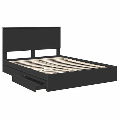 Letto con Contenitore Nero 150 x 200 cm Legno multistrato