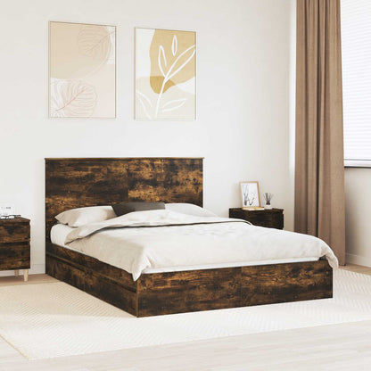 Letto con Contenitore con testiera Rovere fumÃ© 150 x 200 cm