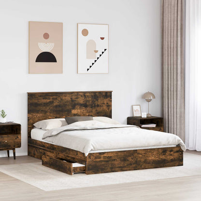 Letto con Contenitore con testiera Rovere fumÃ© 150 x 200 cm