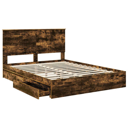 Letto con Contenitore con testiera Rovere fumÃ© 150 x 200 cm