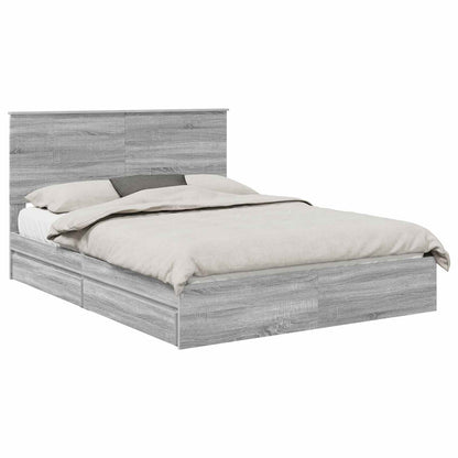Letto con Contenitore con testiera Grigio Sonoma 150 x 200 cm