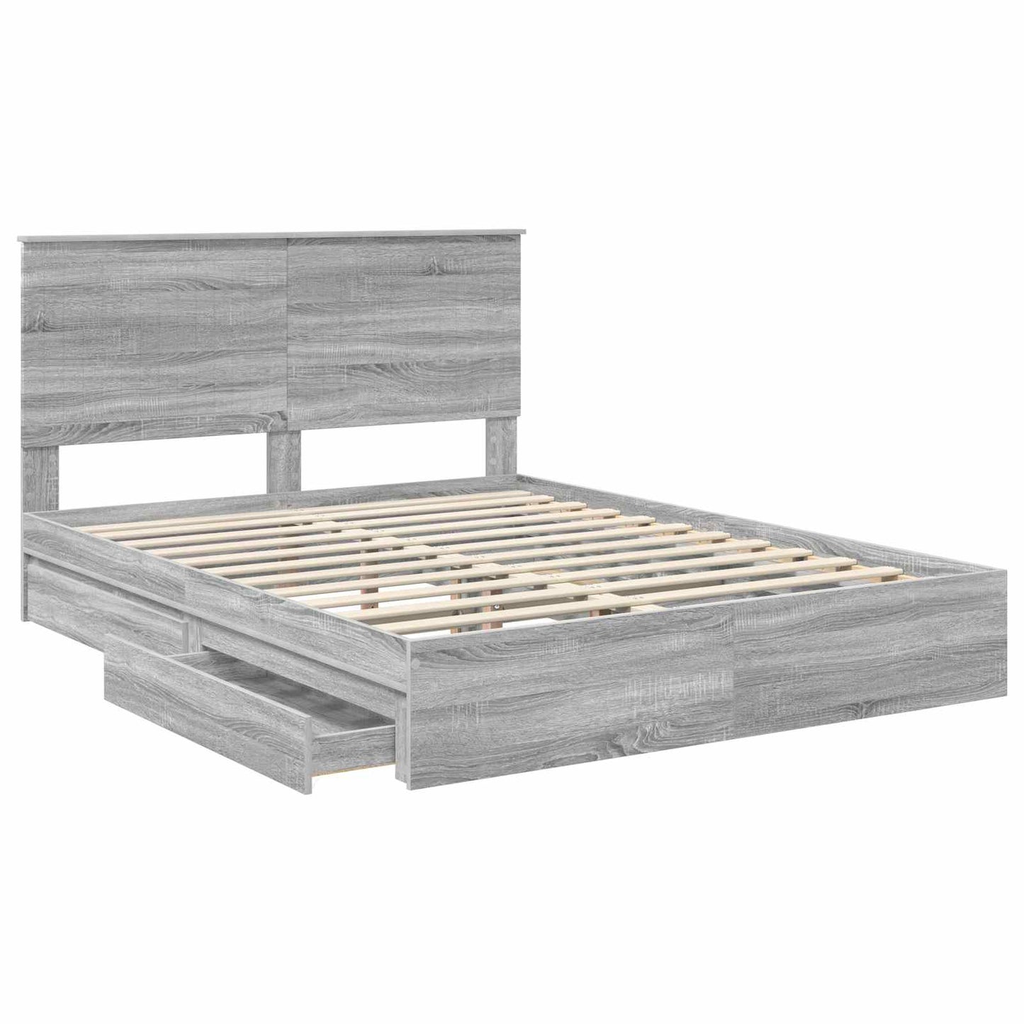 Letto con Contenitore con testiera Grigio Sonoma 150 x 200 cm