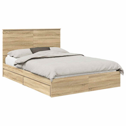 Letto con Contenitore con testiera Rovere Sonoma 140 x 190 cm
