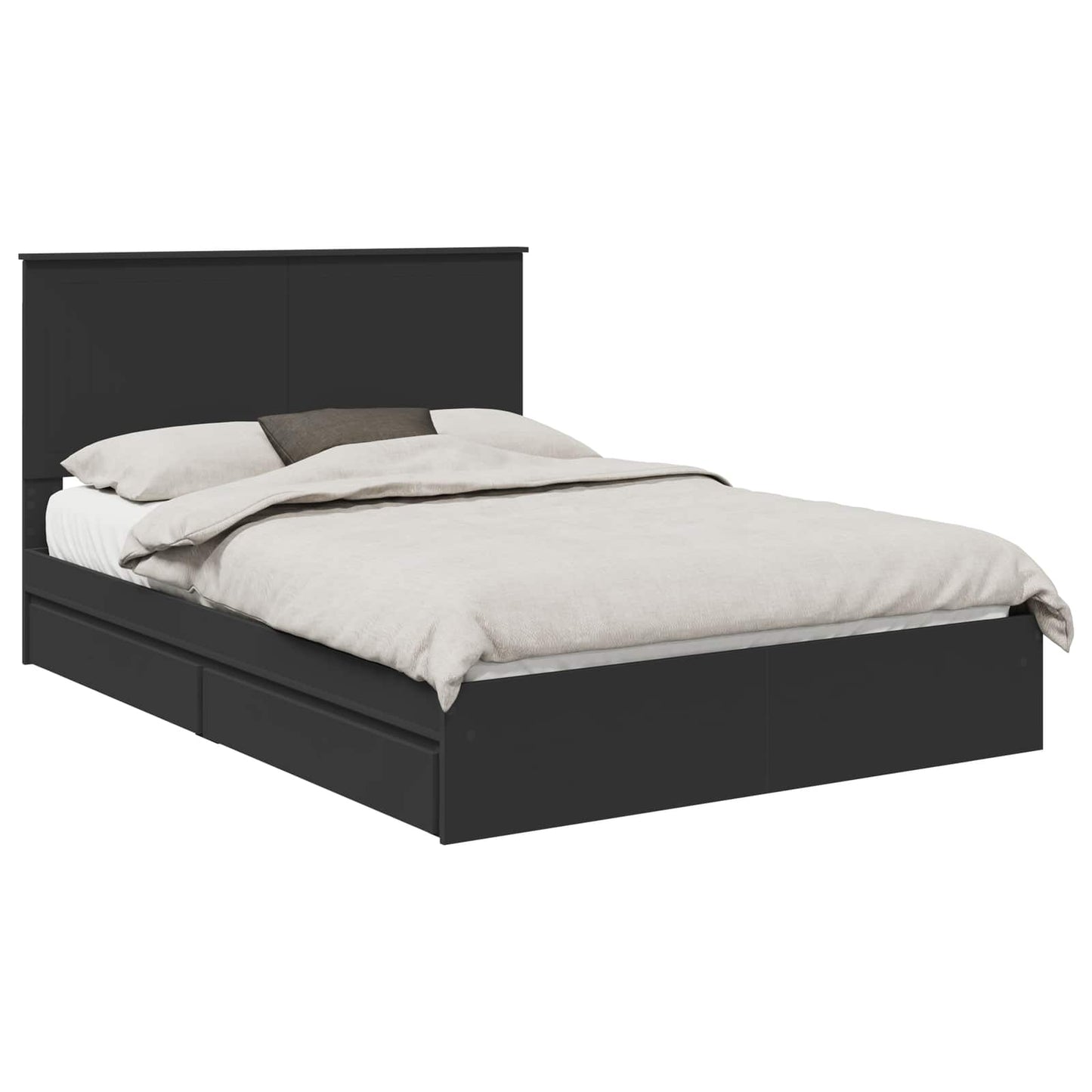 Letto con Contenitore Nero 135 x 190 cm Legno multistrato