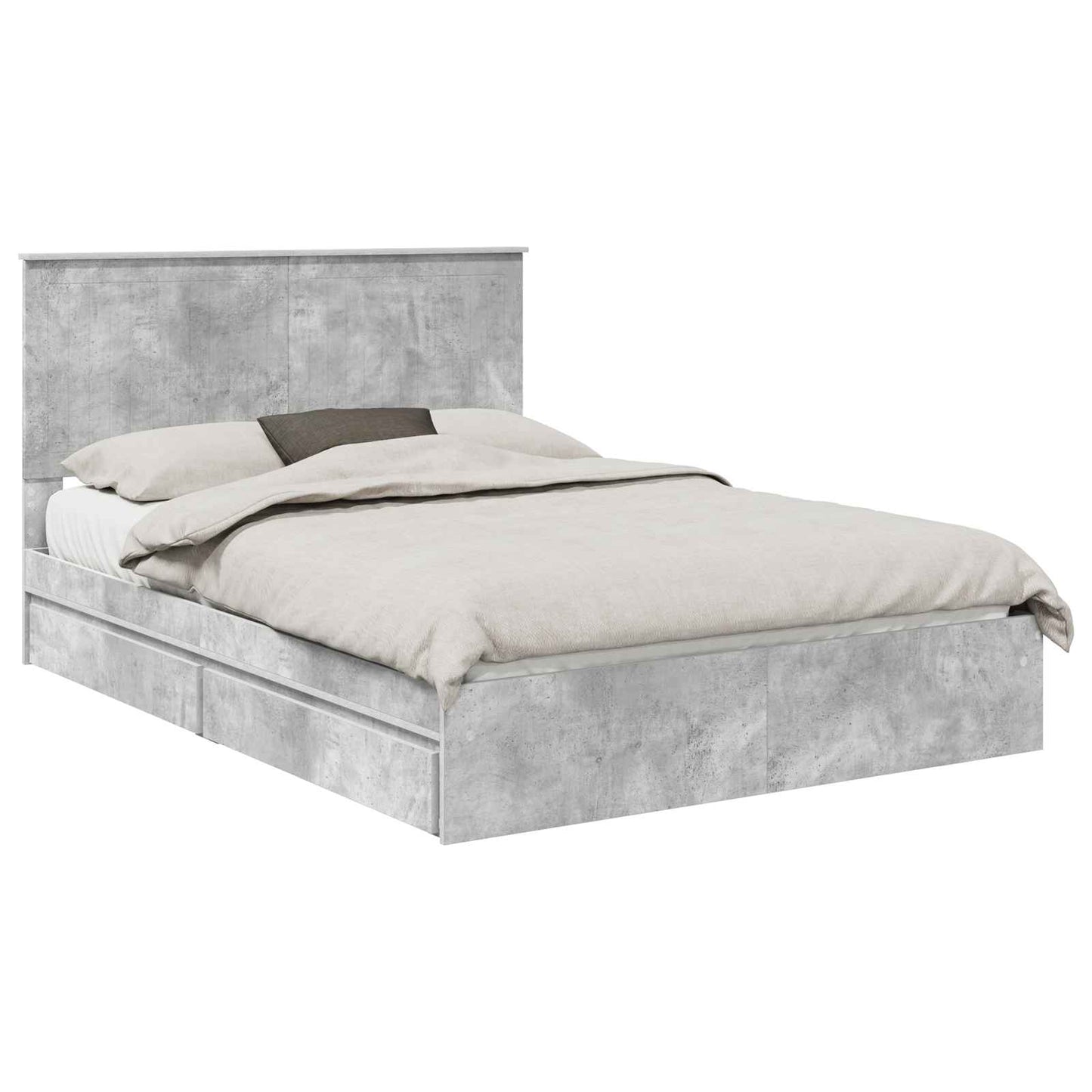 Letto con Contenitore con testiera Grigio cemento 135 x 190 cm