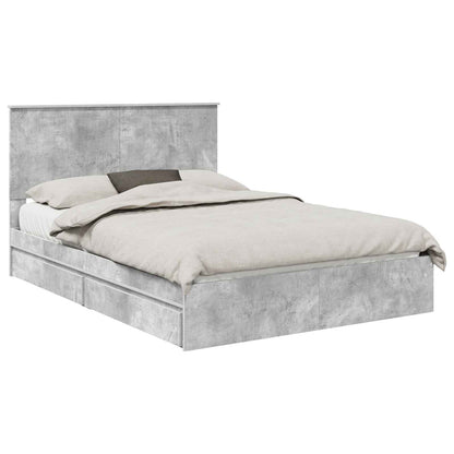 Letto con Contenitore con testiera Grigio cemento 135 x 190 cm