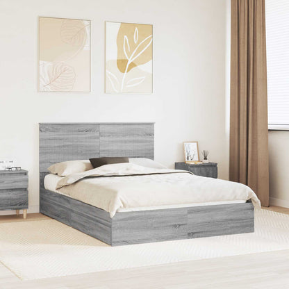 Letto con Contenitore con testiera Grigio Sonoma 135 x 190 cm