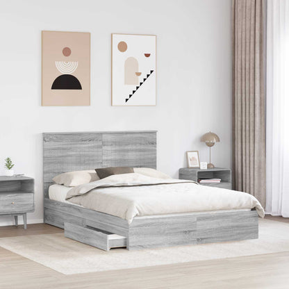 Letto con Contenitore con testiera Grigio Sonoma 135 x 190 cm