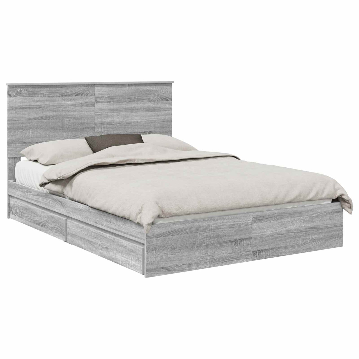 Letto con Contenitore con testiera Grigio Sonoma 135 x 190 cm