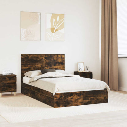 Letto con Contenitore con testiera Rovere fumé 120 x 200 cm