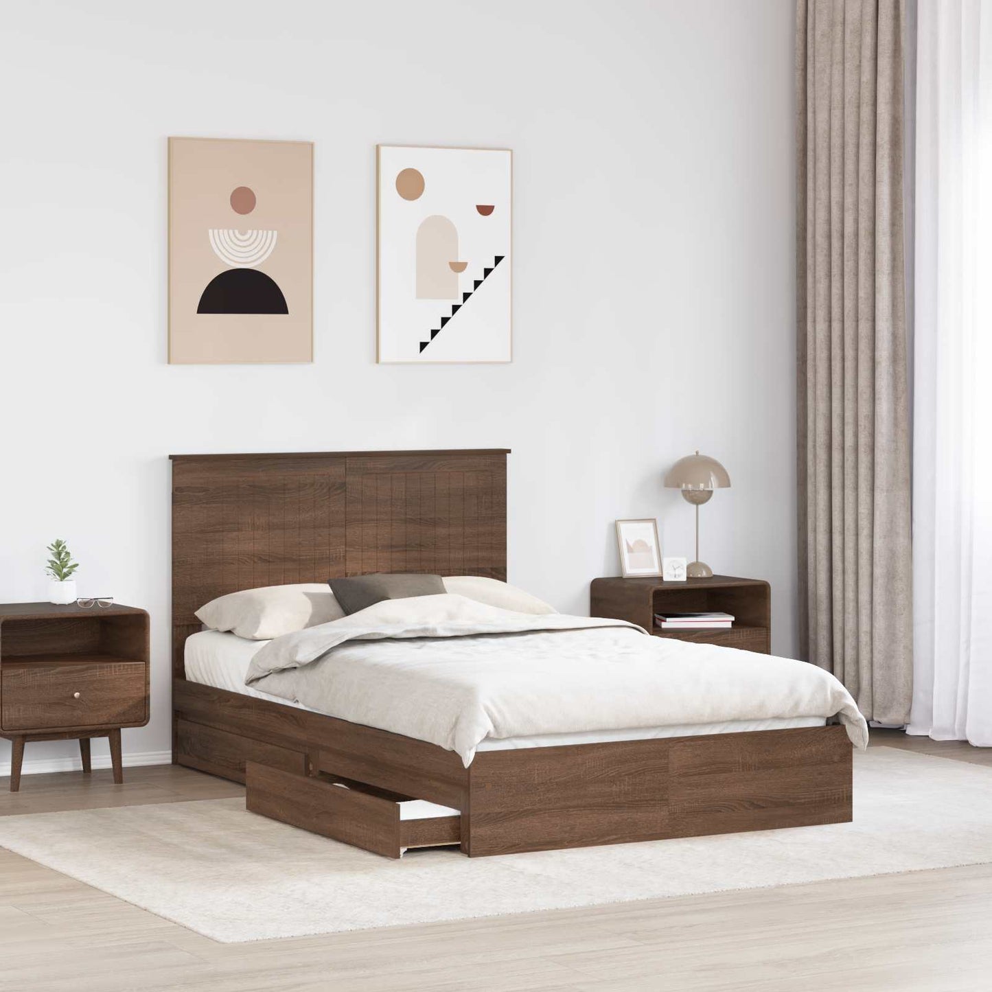 Letto con Contenitore con testiera Rovere Marrone 120 x 200 cm