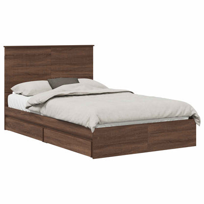 Letto con Contenitore con testiera Rovere Marrone 120 x 200 cm