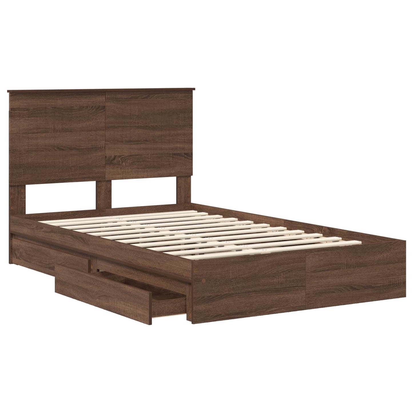 Letto con Contenitore con testiera Rovere Marrone 120 x 200 cm