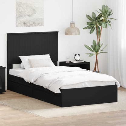 Letto con Contenitore Nero 100 x 200 cm Legno multistrato