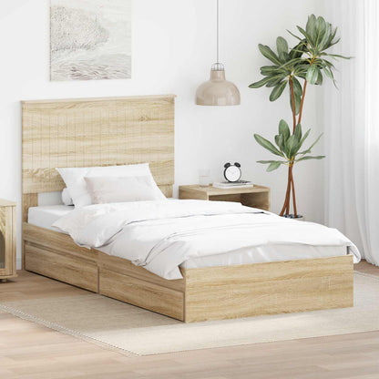 Letto con Contenitore con testiera Rovere Sonoma 100 x 200 cm