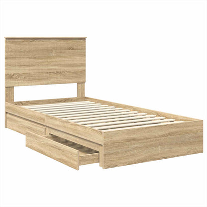 Letto con Contenitore con testiera Rovere Sonoma 100 x 200 cm