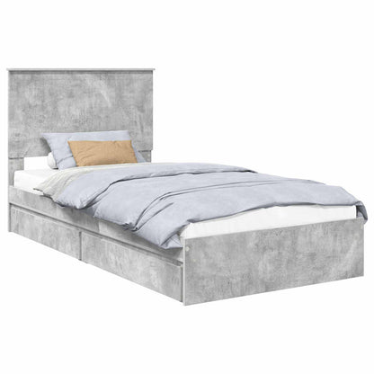 Letto con Contenitore con testiera Grigio cemento 100 x 200 cm