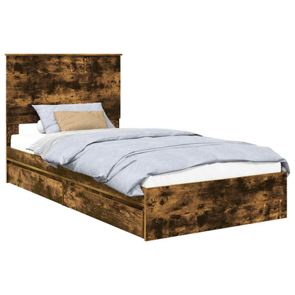 Letto con Contenitore con testiera Rovere fumÃ© 100 x 200 cm