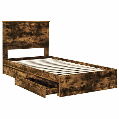 Letto con Contenitore con testiera Rovere fumÃ© 100 x 200 cm