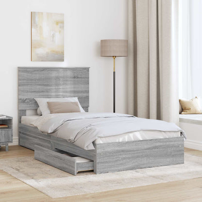 Letto con Contenitore con testiera Grigio Sonoma 100 x 200 cm