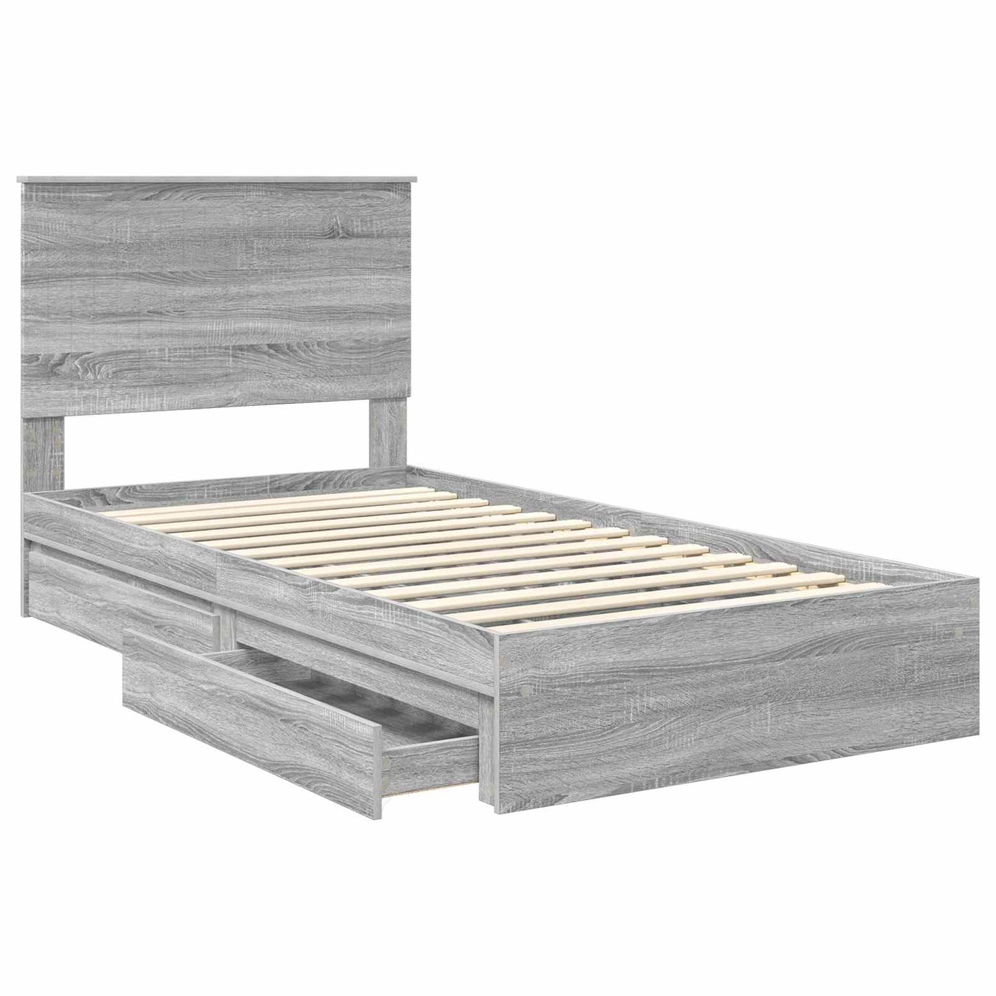 Letto con Contenitore con testiera Grigio Sonoma 100 x 200 cm