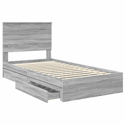 Letto con Contenitore con testiera Grigio Sonoma 100 x 200 cm