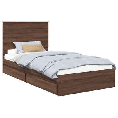 Letto con Contenitore con testiera Rovere Marrone 100 x 200 cm