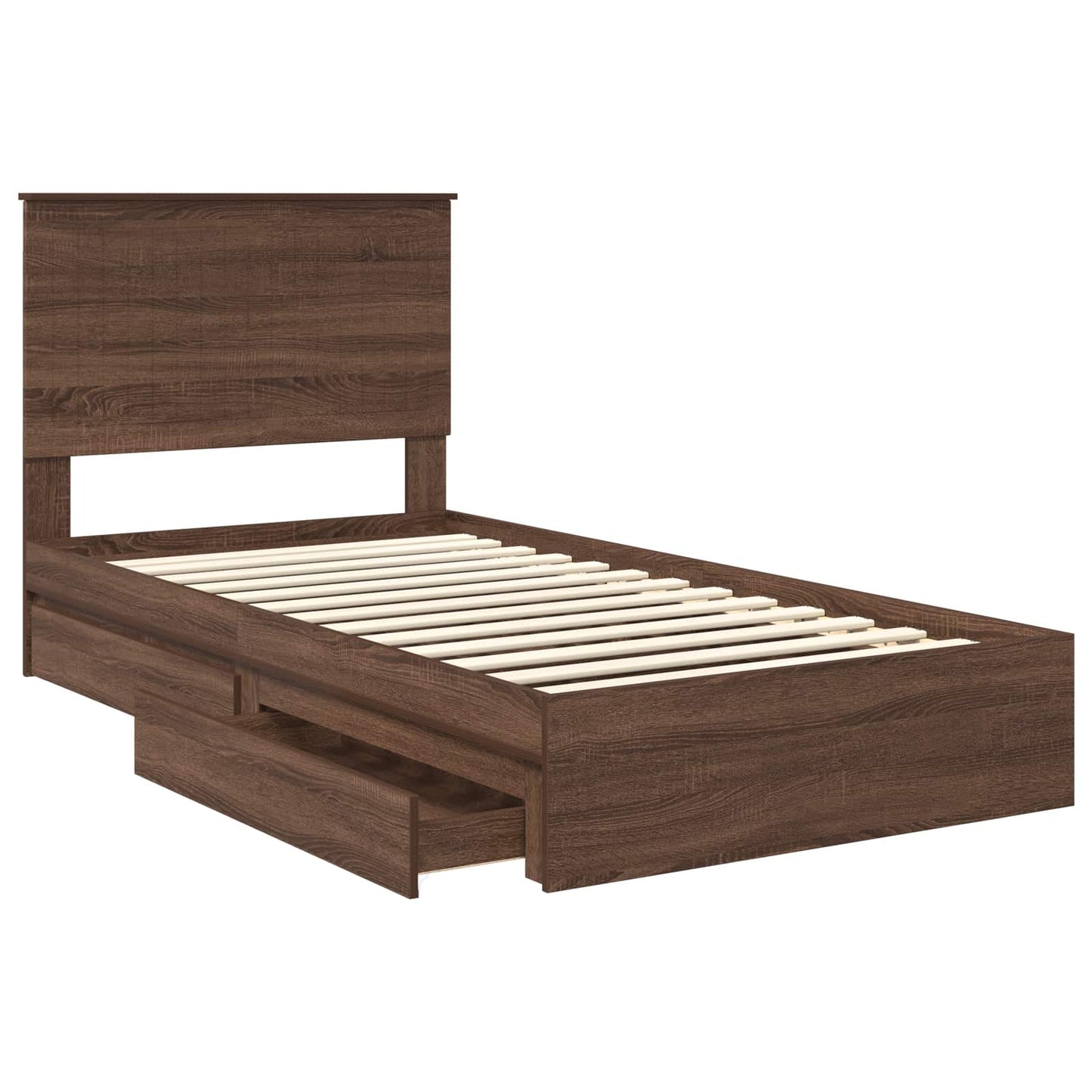 Letto con Contenitore con testiera Rovere Marrone 100 x 200 cm