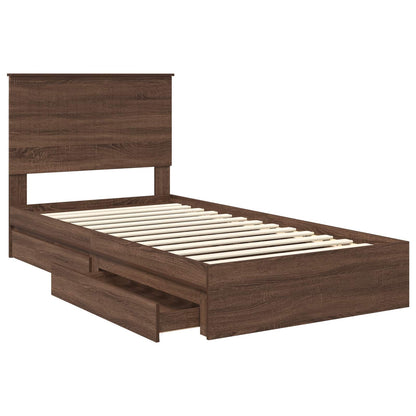 Letto con Contenitore con testiera Rovere Marrone 100 x 200 cm