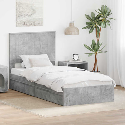 Letto con Contenitore con testiera Grigio cemento 90 x 200 cm