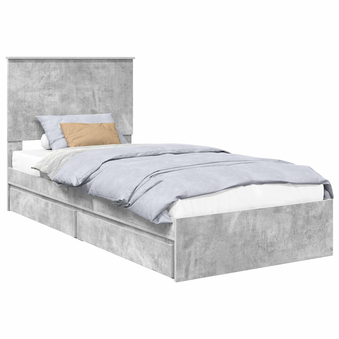 Letto con Contenitore con testiera Grigio cemento 90 x 200 cm