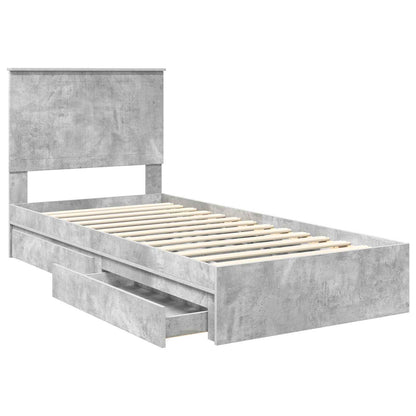 Letto con Contenitore con testiera Grigio cemento 90 x 200 cm