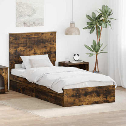 Letto con Contenitore Rovere fumÃ© 90 x 200 cm Legno multistrato